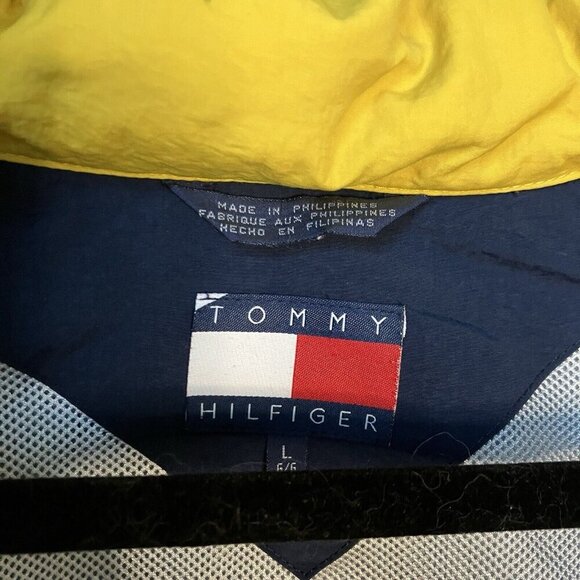 Vintage Tommy Hilfiger Jacket Mens Large Blue Windbreaker Full Zip Y2K 90s Prep - Picture 10 of 11